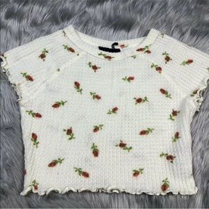 Out From Under Waffle Knit Floral Crop Top Size XS